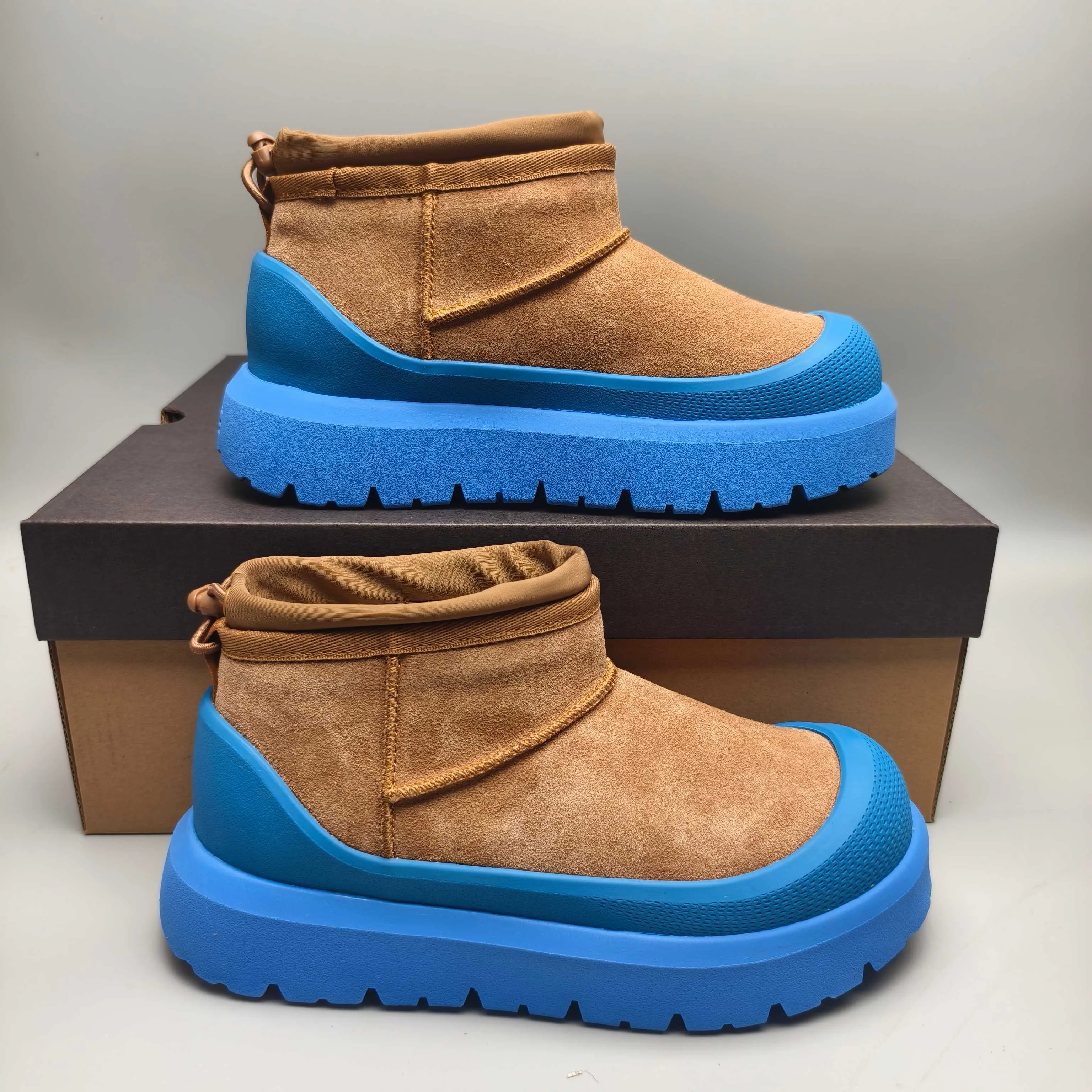 💰Women’s shoes 280 Men’s shoes 300 UGG sheepskin all-in-one snow boots 4196 Classic waterproof rubber sole couple’s shoes Color: white bottom, yellow bottom, blue bottom, black Matching code: 35-45